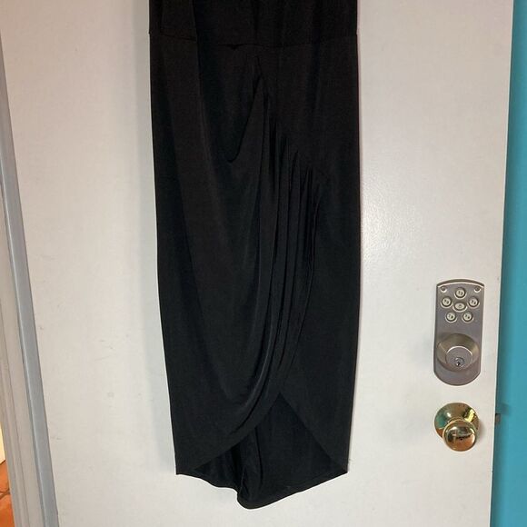 Bless'ed are the Meek Black Mya Dress Size 2 Sheer V-Neck Slim Sheath 33" Bust - Picture 14 of 16